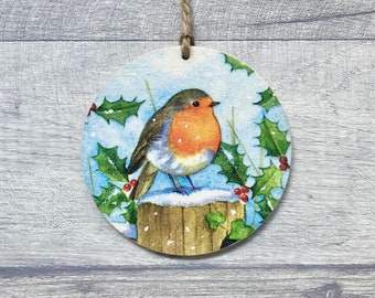 Winter Robin Decoration, Garden Bird Ornament for Christmas, Festive Robin Gifts