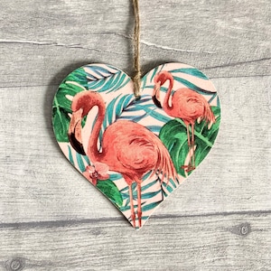 Flamingo Decoration, Tropical Decor for the Home, Wooden Jungle Ornament, Flamingo Gifts