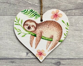 Sloth Decoration, Birthday Gift for Animal Lover, Wooden Sloth Ornament, Sloth Gifts for Friend, Sloth Wall Art for Daughter, Jungle Decor