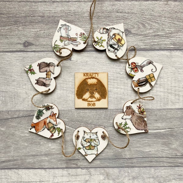 Woodland Animal Garland, Forest Animals Bunting, Christmas Gift for Nature Lover, Woodland Animal Gifts for Friend, Christmas Animal Decor