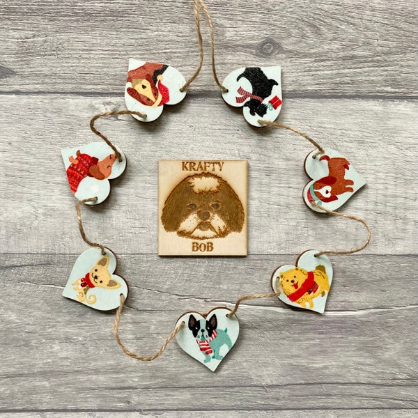 Dog Garland, Dog Bunting, Dog Gifts for Friend, Christmas Dog Decoration for Pet Parent, Christmas Gift for Dog Lover, Wooden Dog Decoration