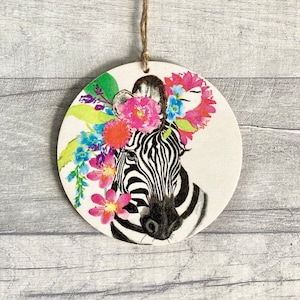 Zebra Decoration, Zebra Gift for Friend, Birthday Present for Zebra Lover, Wooden Zebra Wall Art for Her, EDS Zebra Ornament for Daughter