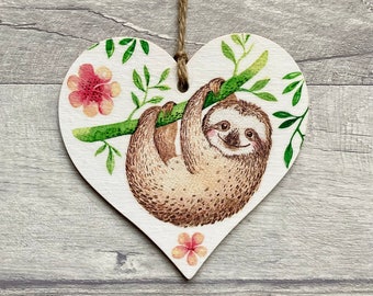 Sloth Decoration, Sloth Gifts for Friend, Birthday Gift for Animal Lover, Wooden Sloth Ornament for Daughter, Jungle Decor for Nursery