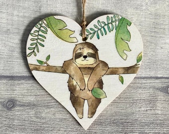 Sloth Decoration, Sloth Gifts for Friend, Birthday Gift for Animal Lover, Wooden Sloth Ornament for Daughter, Jungle Decor for Nursery