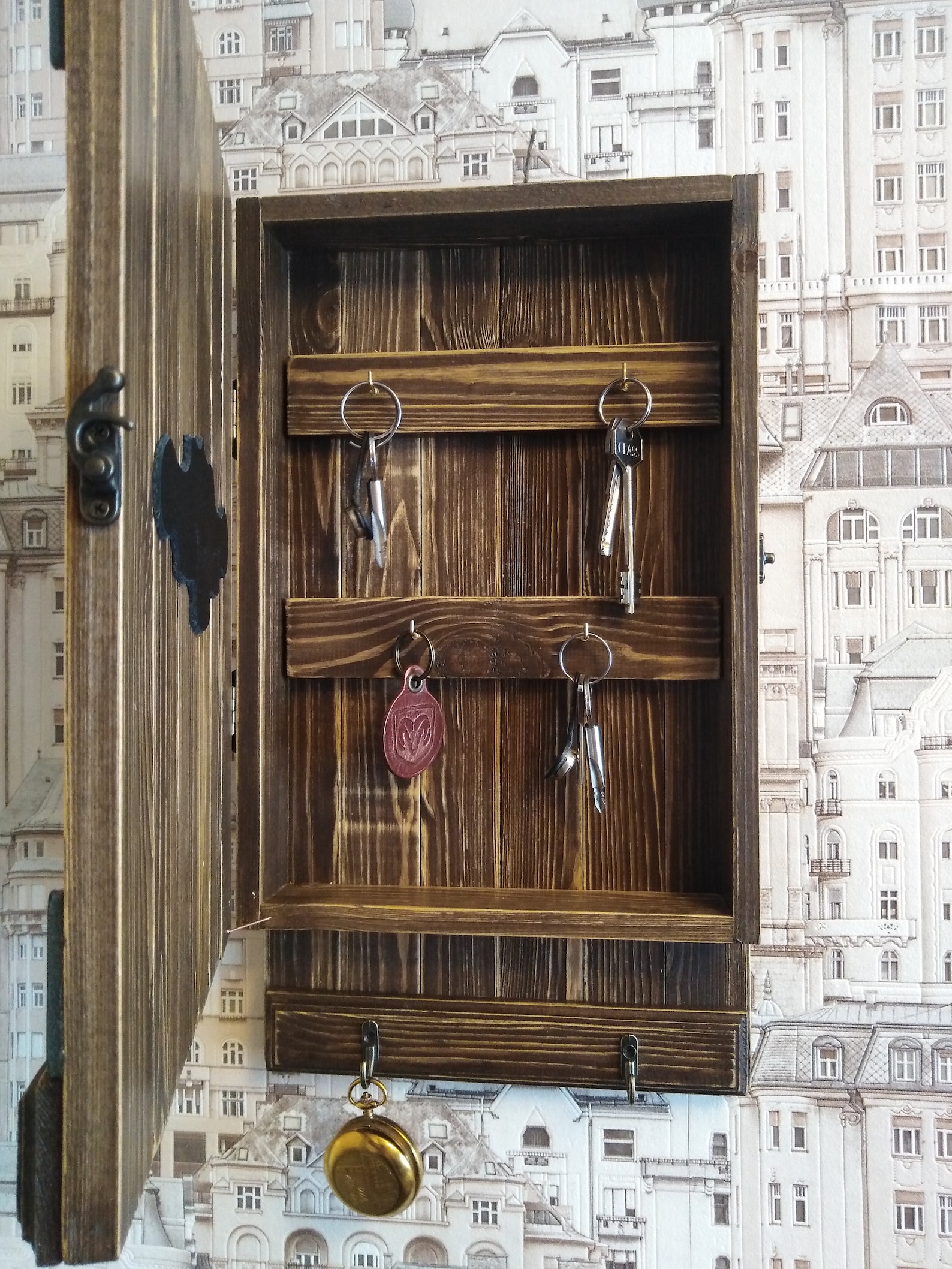 Key Box Wall Mounted Key Cabinet Wooden Key Cabinet Key Holder Etsy