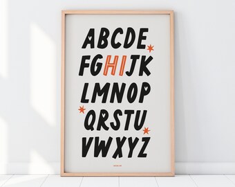 Alphabet Print | Nursery Decor Educational Poster | Wall Art Gift