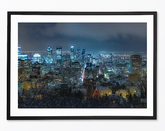 Foto van Montreal | Montreal &#39;s nachts, vanaf het uitkijkpunt Mount Royal | Foto van de auteur, hoogwaardige afdruk
