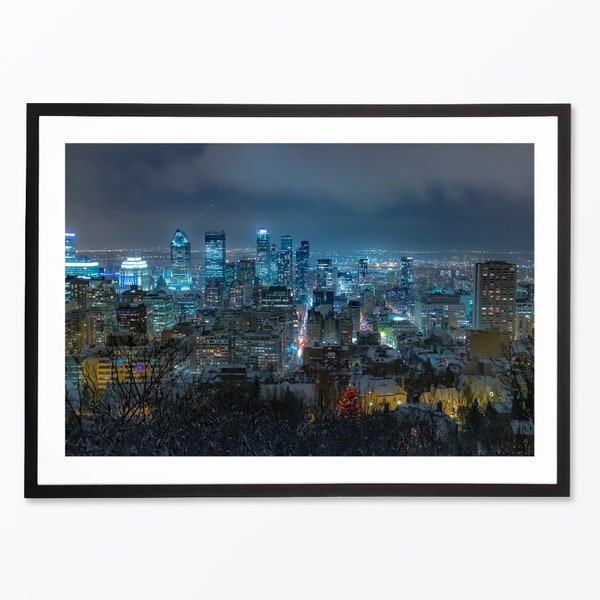 Photo de Montréal | Montreal de nuit , depuis le belvédère du Mont-Royal | Photographie d'auteur, impression de haute qualité