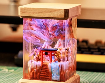 Torri Gate Resin Lamp, Custom Japanese Epoxy Lamp, Custom Night Light, Anime Table Lamp, Desk Lamp, Gifts for Boyfriend, Handcrafted Gifts