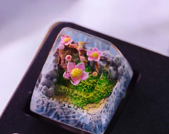 Porte-clés Fleur de cerisier, Porte-clés artisan personnalisés, Porte-clés anime mignon, résine de fleurs de cerisier, Porte-clés roses, Porte-clés en bois, Porte-clé esc Artisan
