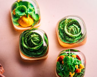 Keycap PLANTS custom Artisan,Resin Keycaps,vegetable keycaps,Green keycaps,Handmade Gift, Birthday gift ,Mechanical keyboard,Christmas gifts