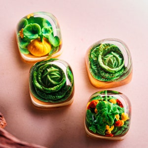 Teclas PLANTAS personalizadas Artesanales, Teclas de resina, Teclas vegetales, Teclas verdes, Regalo hecho a mano, Regalo de cumpleaños, Teclado mecánico, Regalos de Navidad