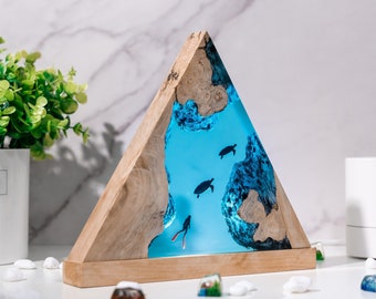 Custom OCEANIC LIGHT Triangle Resin Lamp, Resin Night Light, Custom Epoxy Lamp, Resin Art Lamp, Custom Night Light, Personalized Night Light