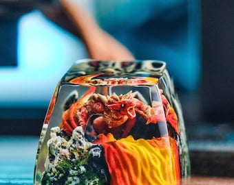 Keycap Artisan Dragon ESC,Custom Handmade keycap, Red keycaps,Personalized gift,artisan keycap,Mechanical keyboard,Keycap Cherry MX