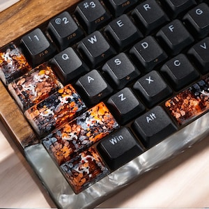 Keycap Koi Fisch handwerkliche Tastenkappe, benutzerdefinierte handgemachte Tastenkappen, Tastenkappen Anime niedlich, orange schwarze Tastenkappen, mechanische Tastatur, Geschenkideen, handgemachtes Geschenk