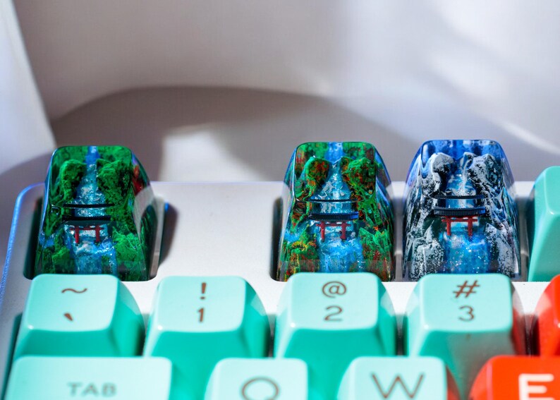 Keycap Torii Gate in Autumn,Custom Handmade keycaps,Keycaps anime cute,Birthday gift, mechanical keyboard,Keycap Cherry MX, japanese keycaps image 9