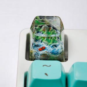Sea Boat Artisan Keycap – Cute Anime-Inspired Custom Keycap | Green 3D Printed ESC Keycap | Custom Keycaps Set,Custom Artisan keycaps