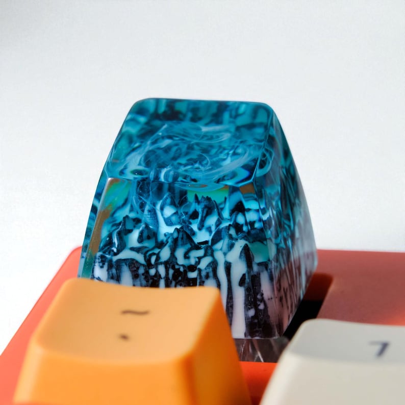 Keycaps Mystical Forest Artisan, Custom Artisan keycaps, Keycaps anime cute, green keycaps, keycaps set,personalized gift,Christmas gifts snow mountain