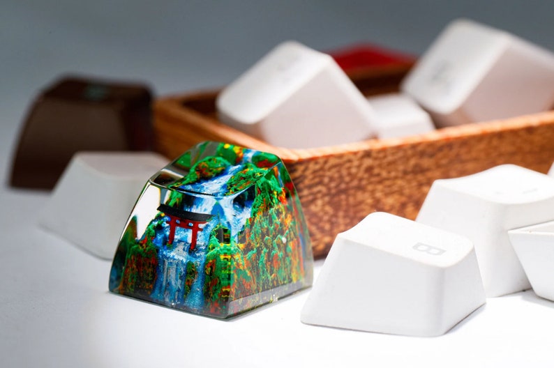 Keycap Torii Gate in Autumn,Custom Handmade keycaps,Keycaps anime cute,Birthday gift, mechanical keyboard,Keycap Cherry MX, japanese keycaps image 6
