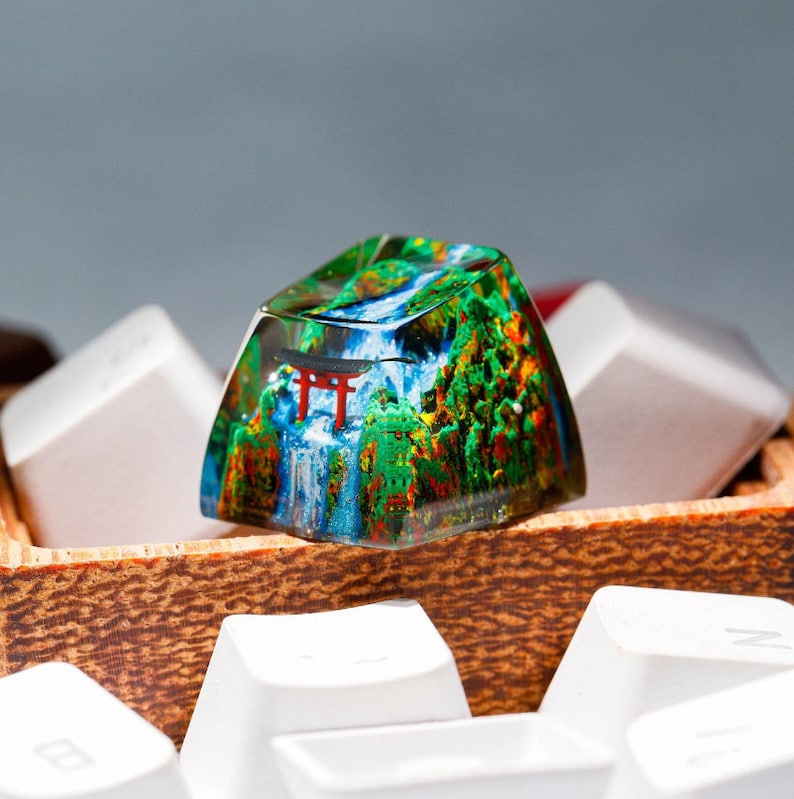 Keycap Torii Gate in Autumn,Custom Handmade keycaps,Keycaps anime cute,Birthday gift, mechanical keyboard,Keycap Cherry MX, japanese keycaps image 1