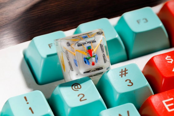Keycaps Gundam Resin, Custom Artisan keycaps, Keycaps anime cute, gundam keycaps,white blue keycaps,esc keycap Artisan,Christmas gifts