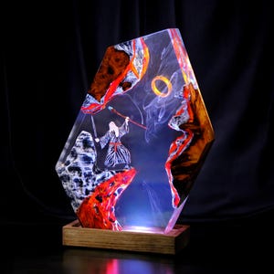 Fantasy Wizard Resin Lamp | Mystical Night Light | Handmade Magic Ring Diorama | Custom Gift for Him | Unique Home Decor Light |Custom resin