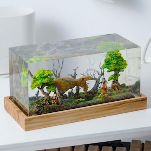 Lamp dinosaur hunting resin,Lamp epoxy resin, dinosaur resin epoxy,night light wood, custom resin lamp,hunting epoxy lamp wood,handmade gift