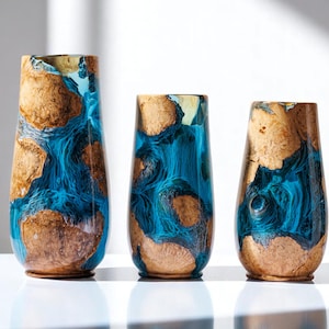 Wood and Resin Vase | Handmade Epoxy Flower Vase | Modern Rustic Home Decor | Burl Wood Art Vase | Unique Table Centerpiece