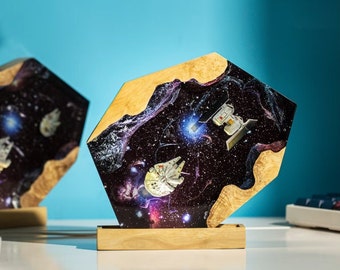 Lamp galaxy space resin,Lamp custom resin,Galaxy night light wood,epoxy resin lamp,space resin lamp,custom resin lamp,gift for him,gift boxe