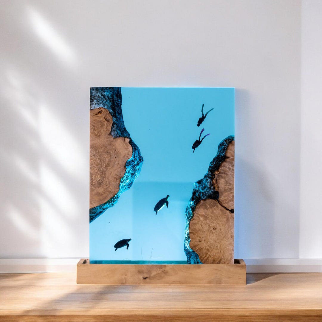Hars Shark Lamp, Shark Diver Nachtlampje, Epoxyhars Nachtlampje Sea Shark Nachtlampje Ocean Cube Nachtlampjes Voor Kamerdecor