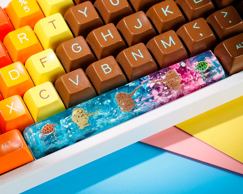 Nakładki na klawisze Keycap Turtle Artisan, nakładki na klawisze robione na zamówienie, różowe nakładki na klawisze, prezent urodzinowy, nakładka na klawisze Cherry MX, nakładka na klawisze Pocket Monster, nakładka na klawisze drukowana w 3D 6.25U (space)