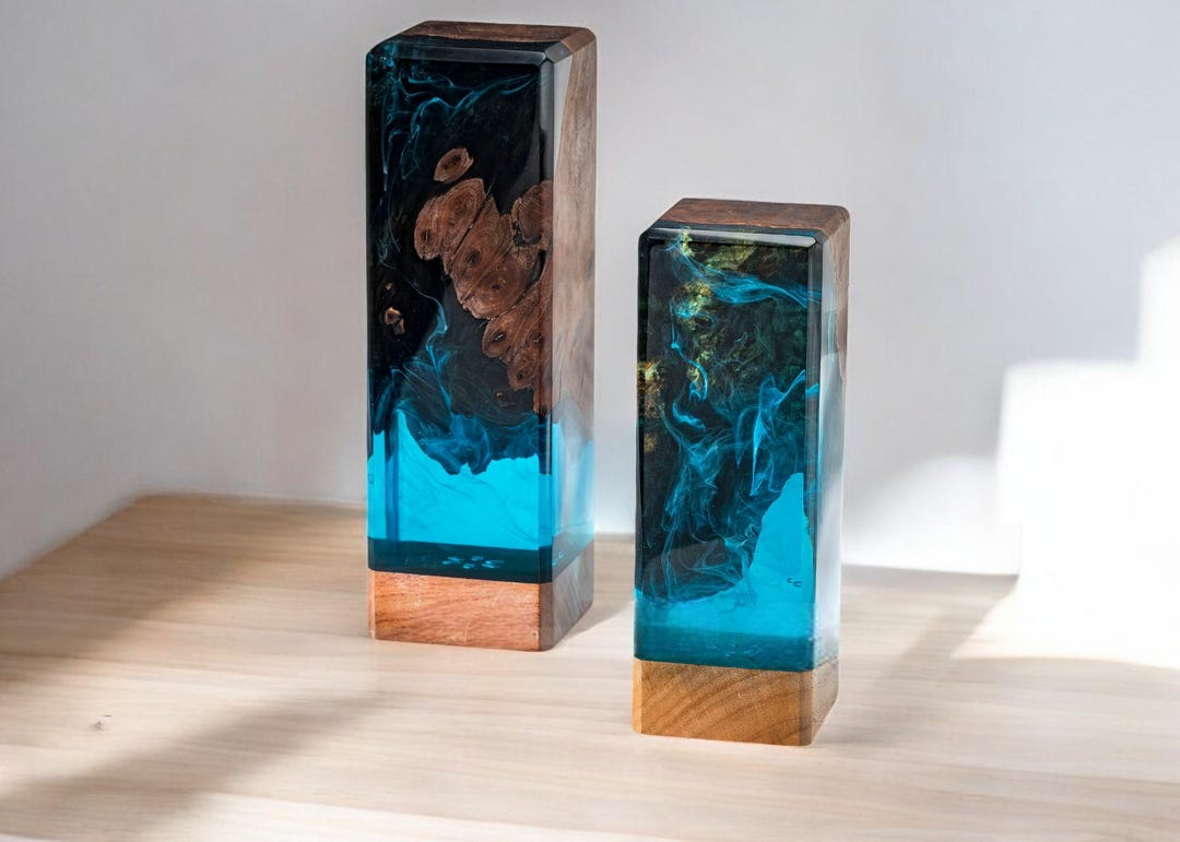 DEEP BLUE OCEAN Resin Lamp,custom Night Light,epoxy Resin Lamp,resin ...