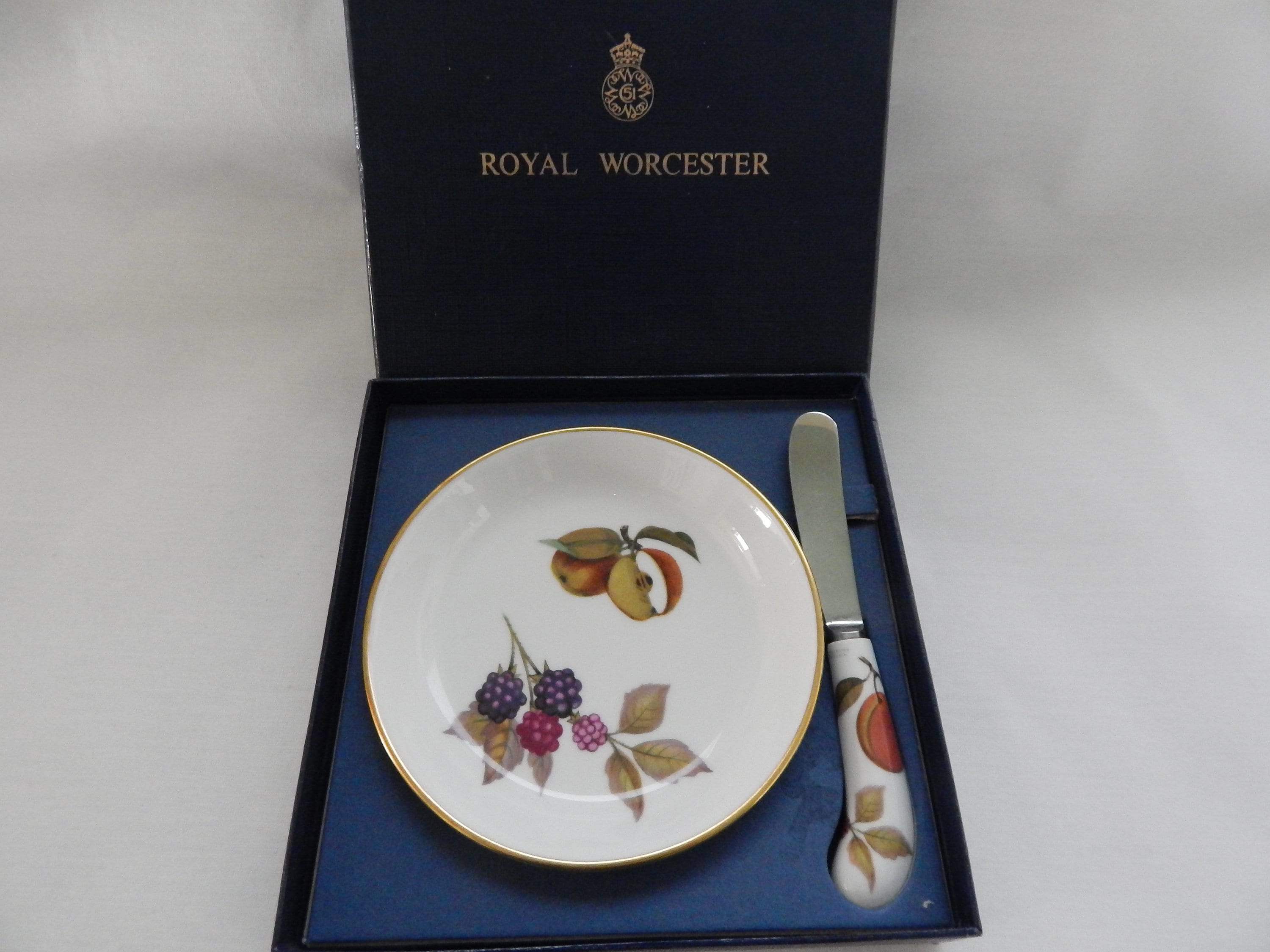 Royal Worcester Evesham Gold Butter Dish and Knife Set Etsy