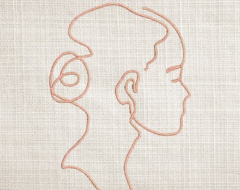 Line Art Stickdatei- Frau Silhouette Stickdatei- Frau Line Art Stickdatei- MinimalIstische Stickdatei. Mode-Datei