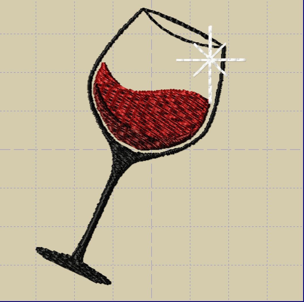 Wine Glass Embroidery Design File Wine Glass Machine Etsy