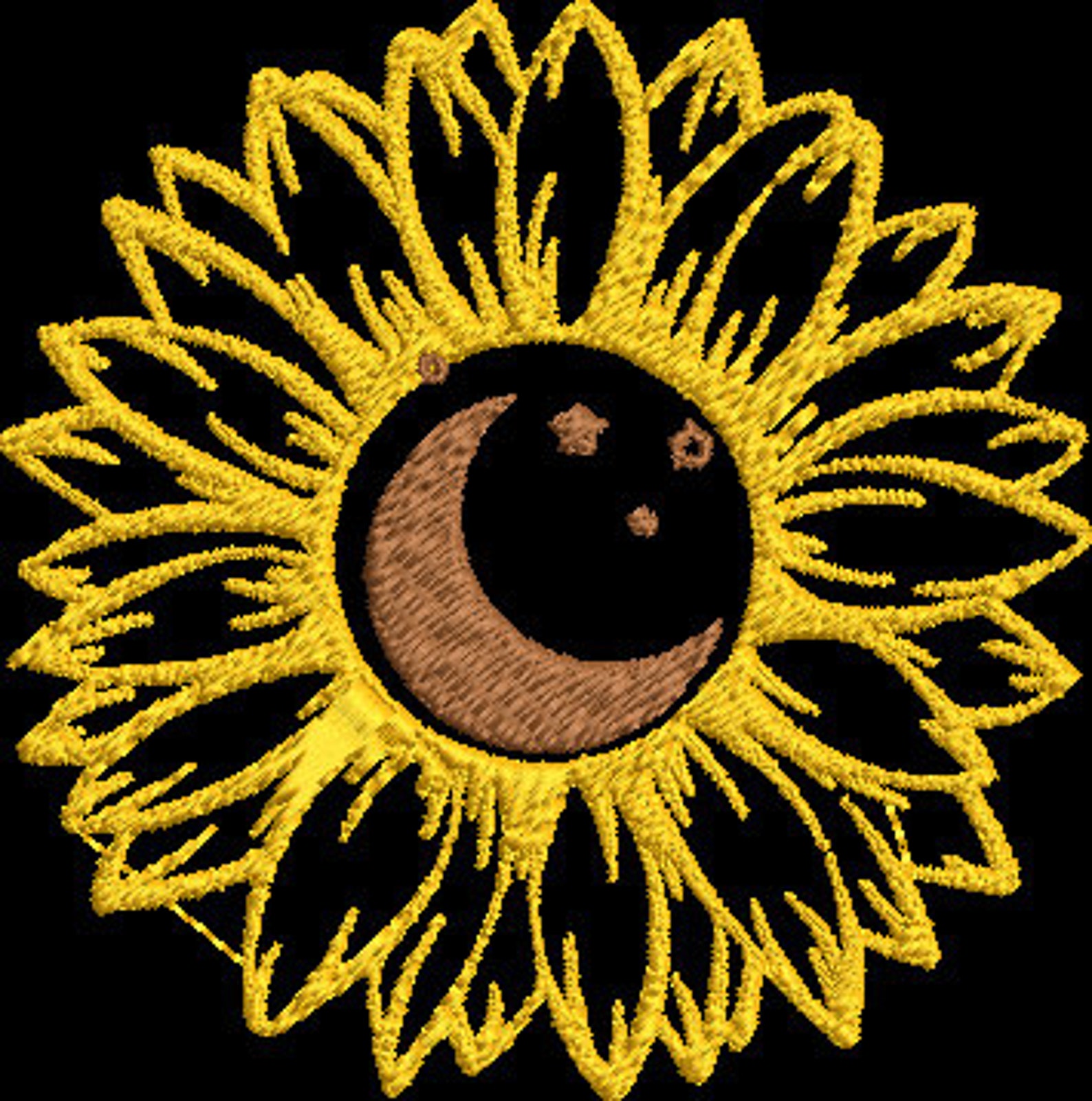Sunflower Moon Embroidery Design File Sunflower Machine Etsy