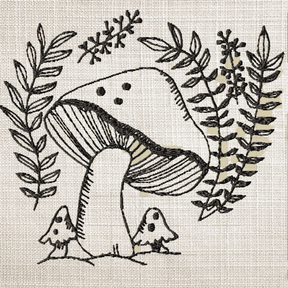 Mushroom Embroidery Design File Mushroom Embroidery file Etsy