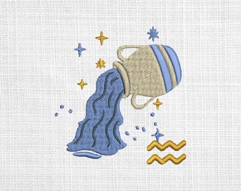 Archivo de bordado de Acuario / Archivo de bordado a máquina del horóscopo / Bordado a máquina del zodíaco / Bordado de astrología / Archivo de Acuario /