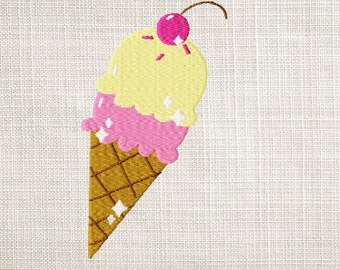 Ice cream cone  Embroidery Design File- Summer Machine Embroidery file- Dessert Embroidery File- Spring Decoration- spring embroidery