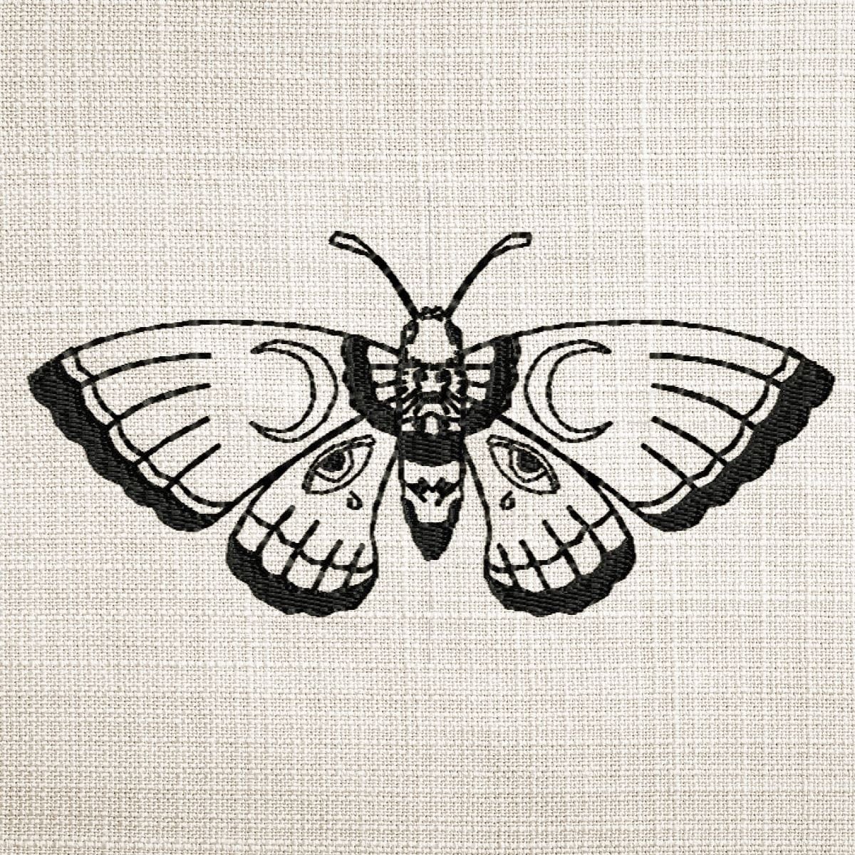 Lunar moth design file moth embroidery file moth outlin  etsy