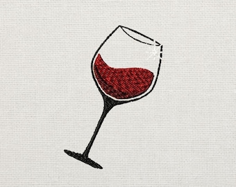 Weinglas Stickdatei - Weinglas Maschinenstickdatei - Glas Wein Digitale Stickdatei - Cocktail Stickdatei