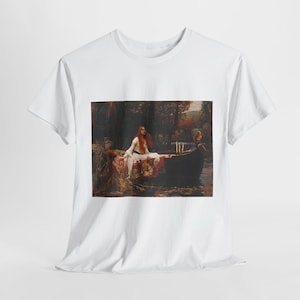 T-shirt Lady of Shallot, t-shirt peinture Waterhouse, chemise artistique portable, art féministe, t-shirt artistique romantique, chemise Girl Power, cadeaux d&#39;artiste