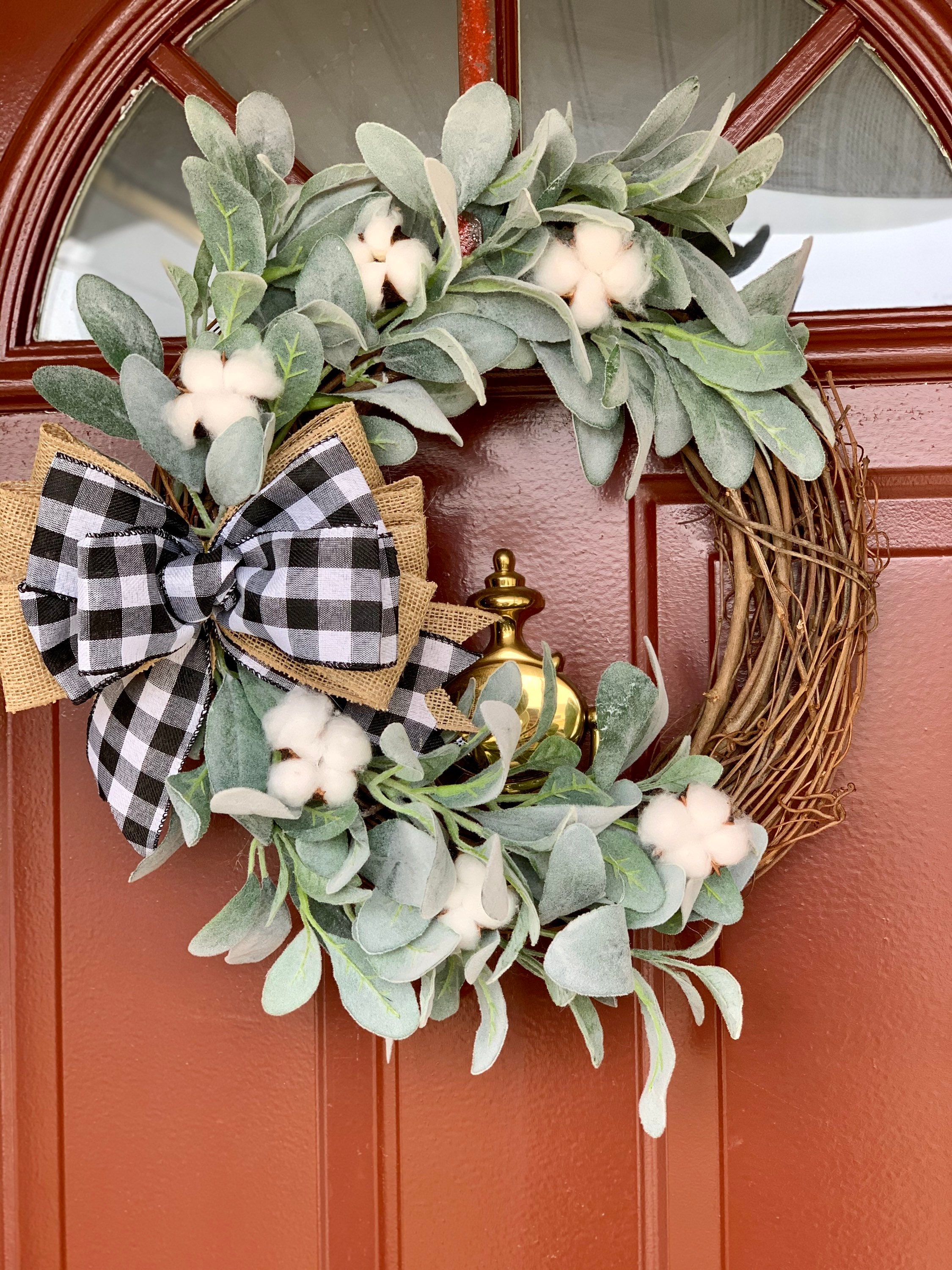 Lambs Ear Wreath Lambs Ear with Cotton Blossom Wreath All Etsy
