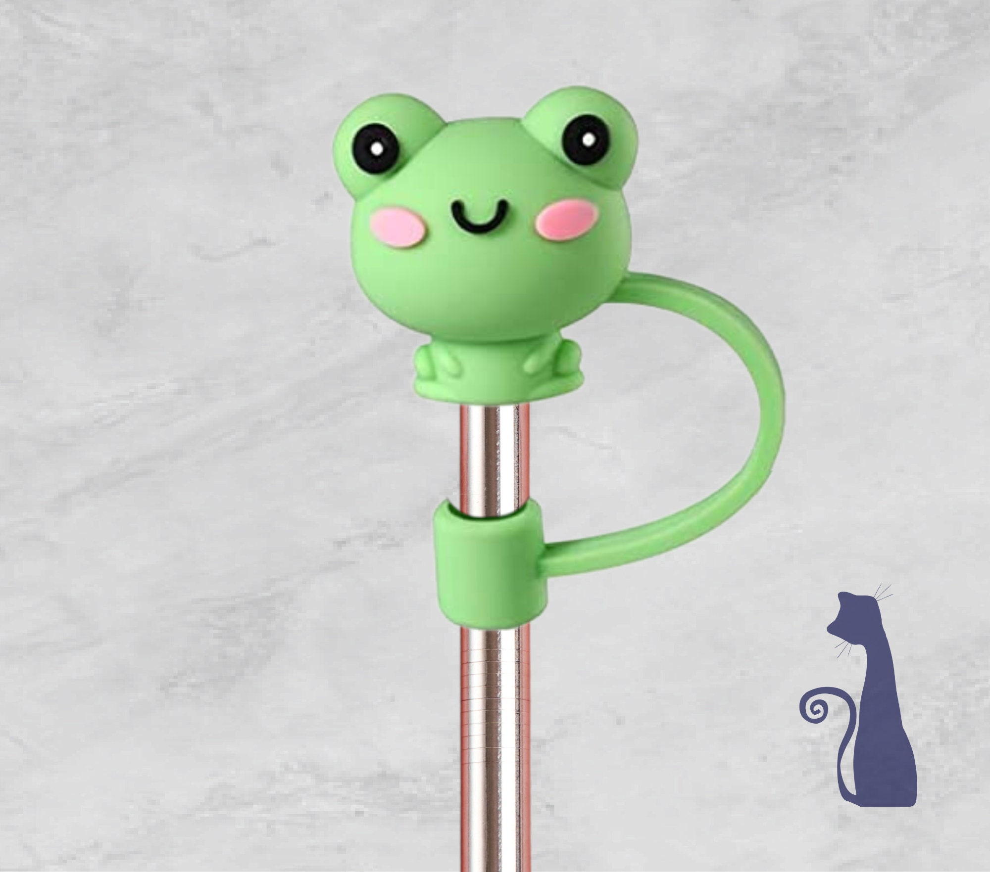 4PCS FROG Straw Covers Cap,Reusable Silicone Straw Tip,funny Straw Covers  Cap Plugs,Anti-dust Soft Straw Toppers,THE FROG Silicone Straw Topper For