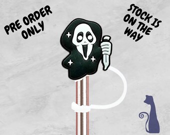 Ghostface Straw Topper, Scream Straw Topper, Halloween Straw Topper, Horror Straw Topper, Straw Cover, Straw Charm, Not For Stanley Straws