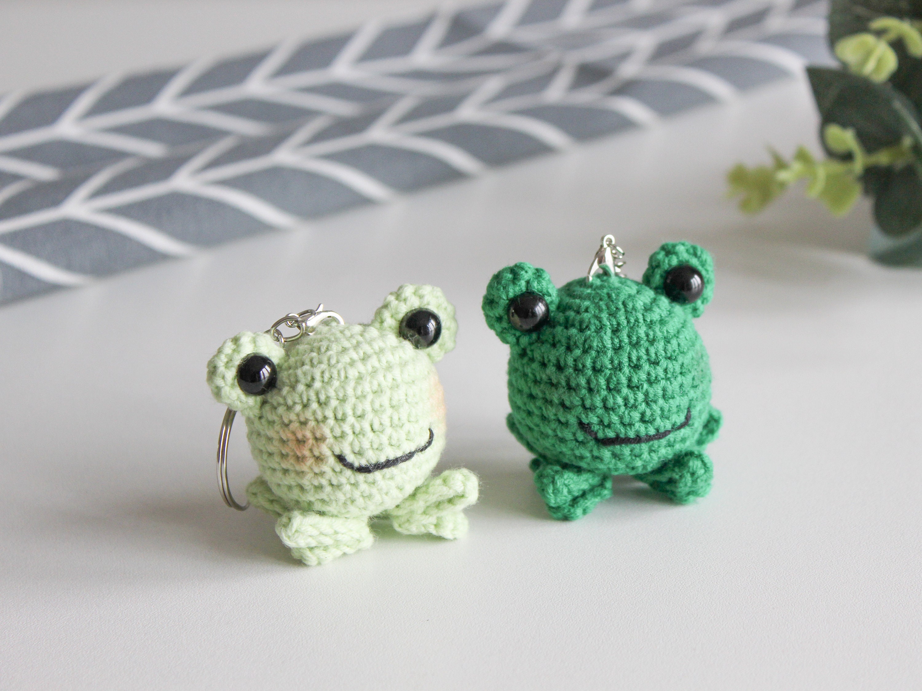 Crochet frog keychain pattern PDF kawaii frog cottagecore Etsy