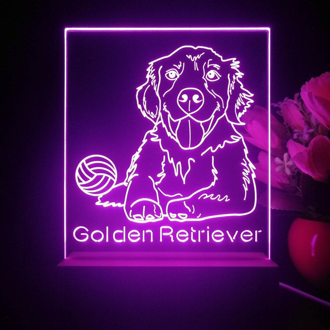 Golden Retriever Decor Tabletop LED Neon Sign St5p0090tm Etsy