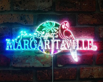 Jimmy Buffett Margaritaville Beer Bar Neon Light LED Sign, Man Cave decor, Home Bar Light