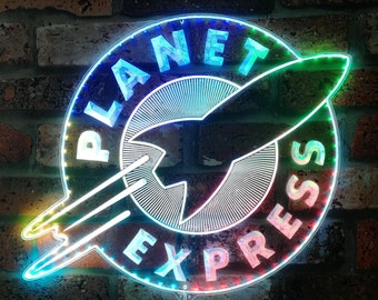 Planet Express Neon Light LED Sign, Man Cave decor, Custom Video Game Room Sign