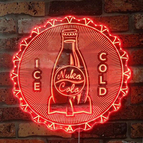 Nuka Cola RGB Neon LED Edge Sign,  Neon Wall Decor, Personalized Gifts, Custom Neon Wall Art, Nuka Sign Led